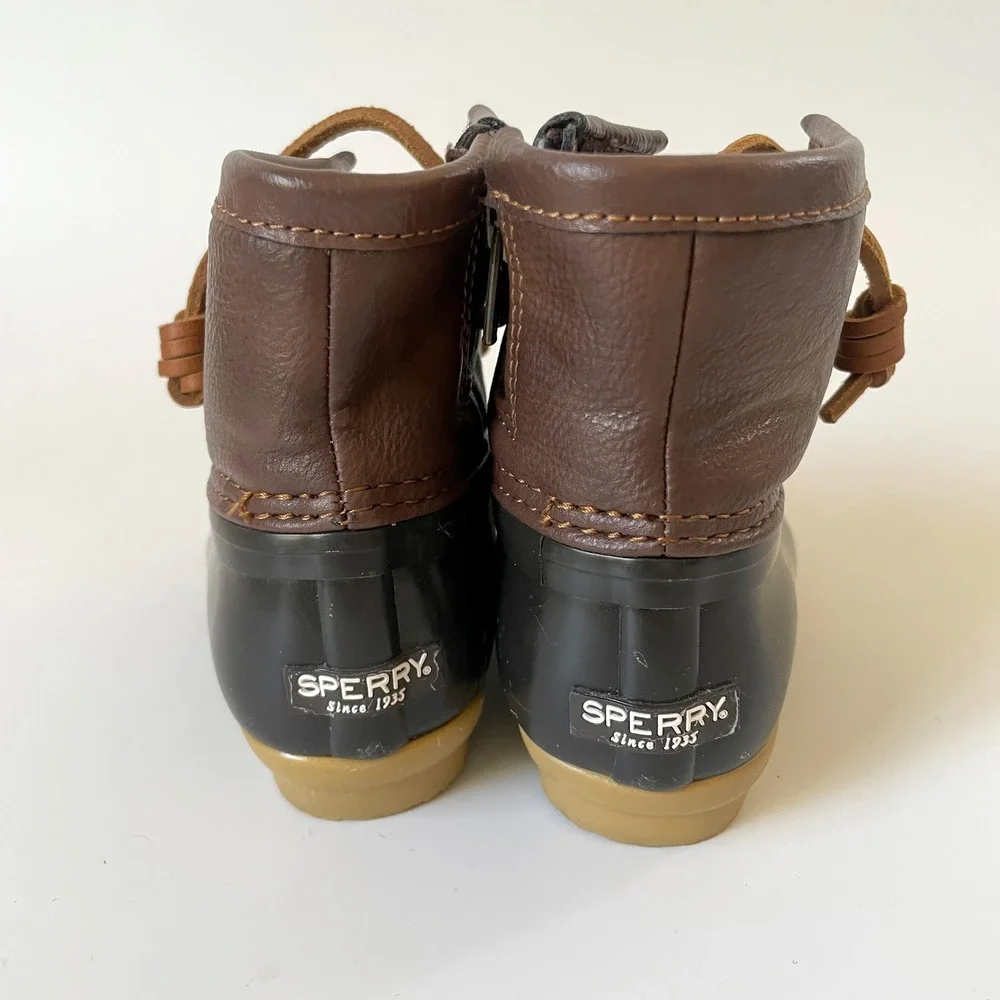 Sperry Kids Saltwater Duck Boots Brown Black Rain Boots Size 8M Toddler Preppy